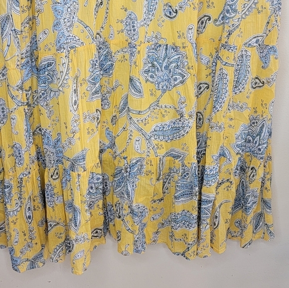 Chaps | Yellow Navy White Paisley Floral Print Skirt Size 3X - Picture 3 of 5